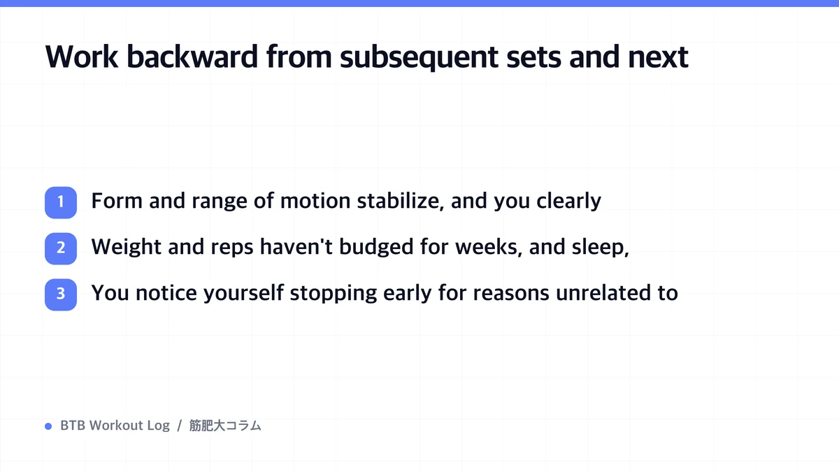 Diagram: Work backward from subsequent sets and next