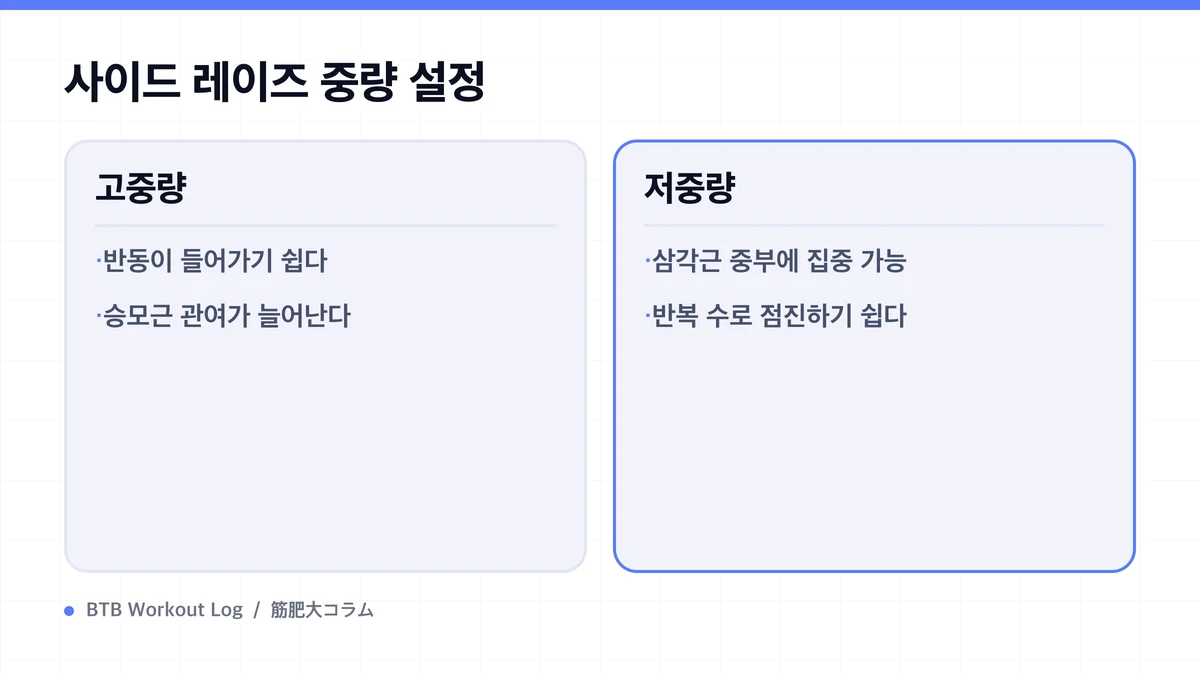 Diagram: 사이드 레이즈 중량 설정