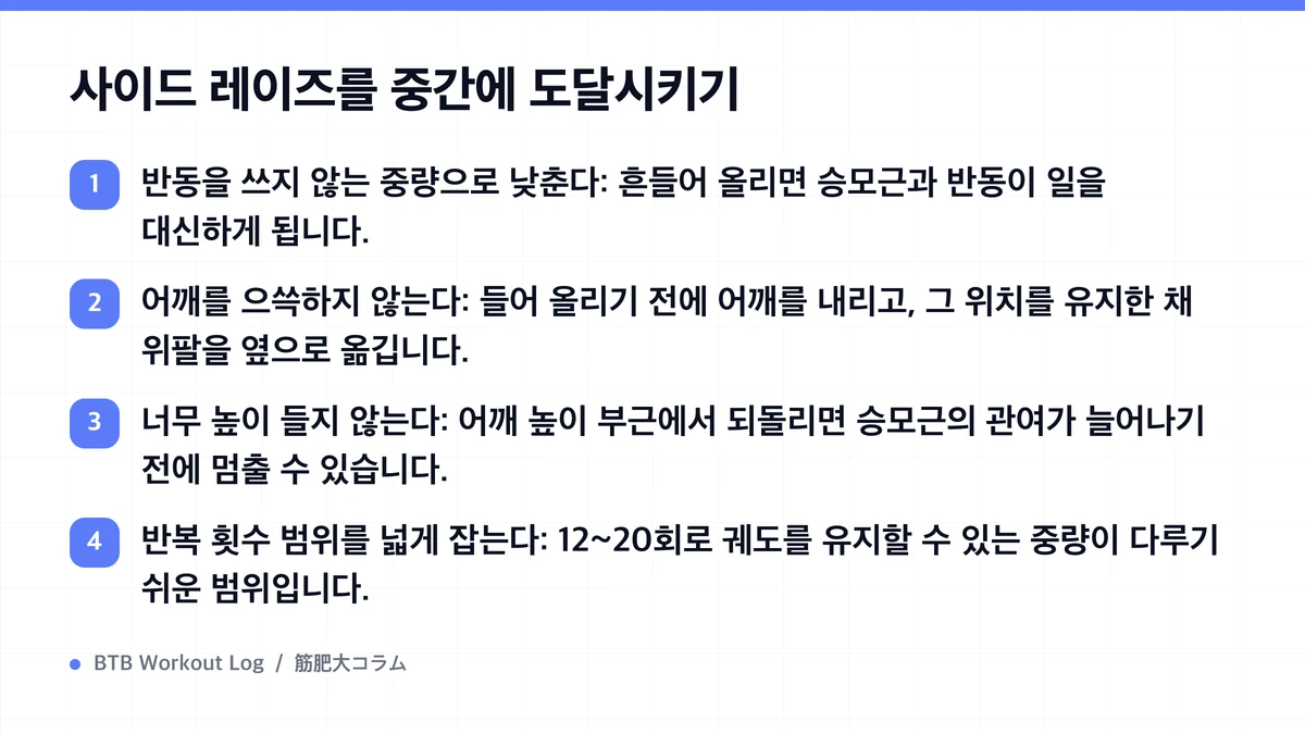 Diagram: 사이드 레이즈를 중간에 도달시키기