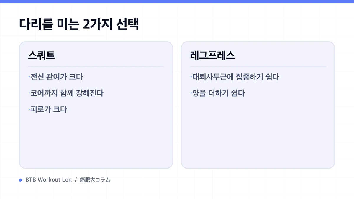 Diagram: 다리를 미는 2가지 선택