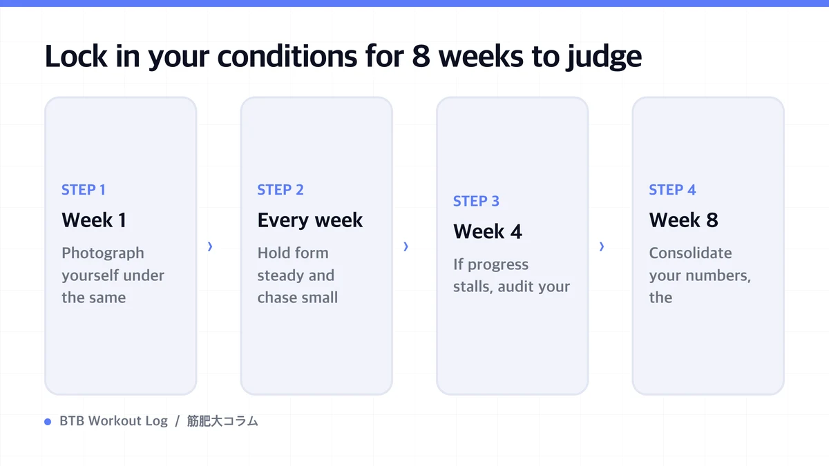 Diagram: Lock in your conditions for 8 weeks to judge