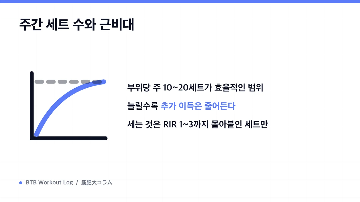 Diagram: 주간 세트 수와 근비대