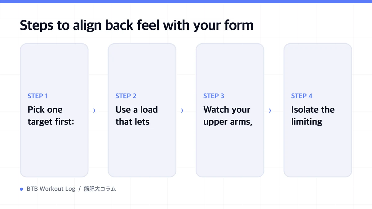 Diagram: Steps to align back feel with your form
