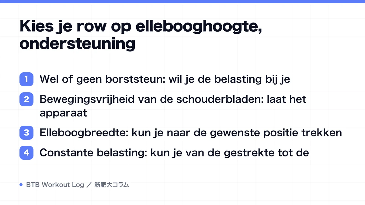 Diagram: Kies je row op ellebooghoogte, ondersteuning