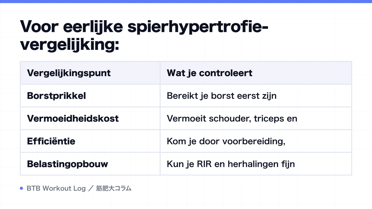 Diagram: Voor eerlijke spierhypertrofie-vergelijking: