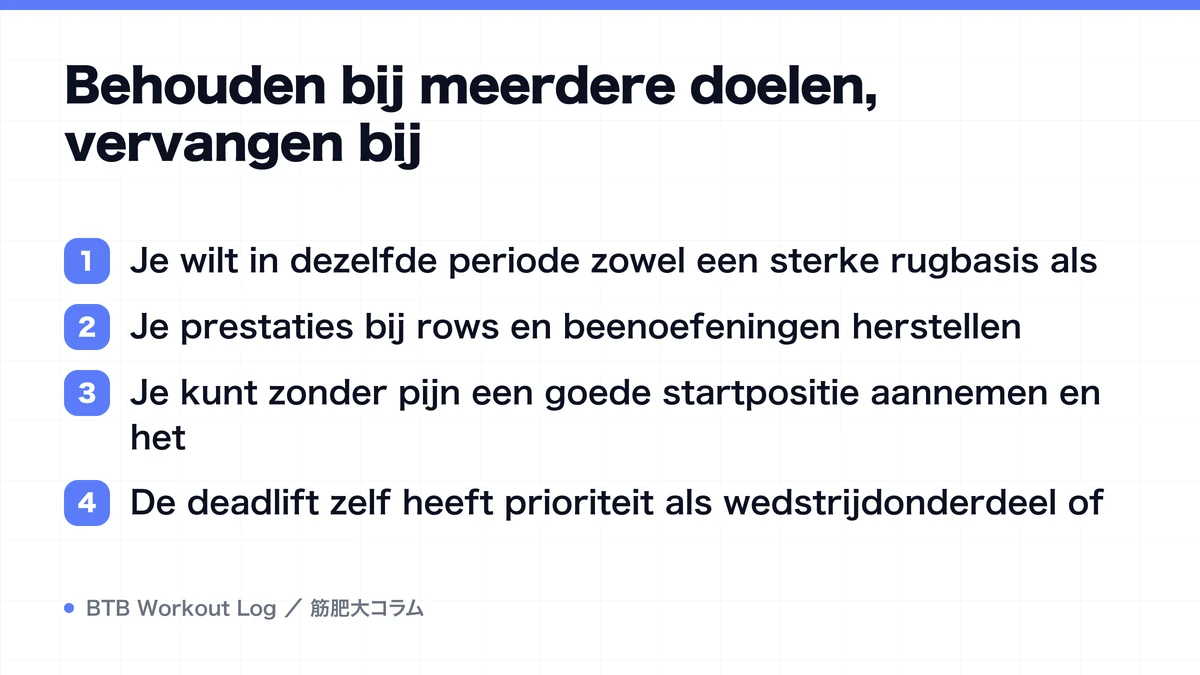 Diagram: Behouden bij meerdere doelen, vervangen bij