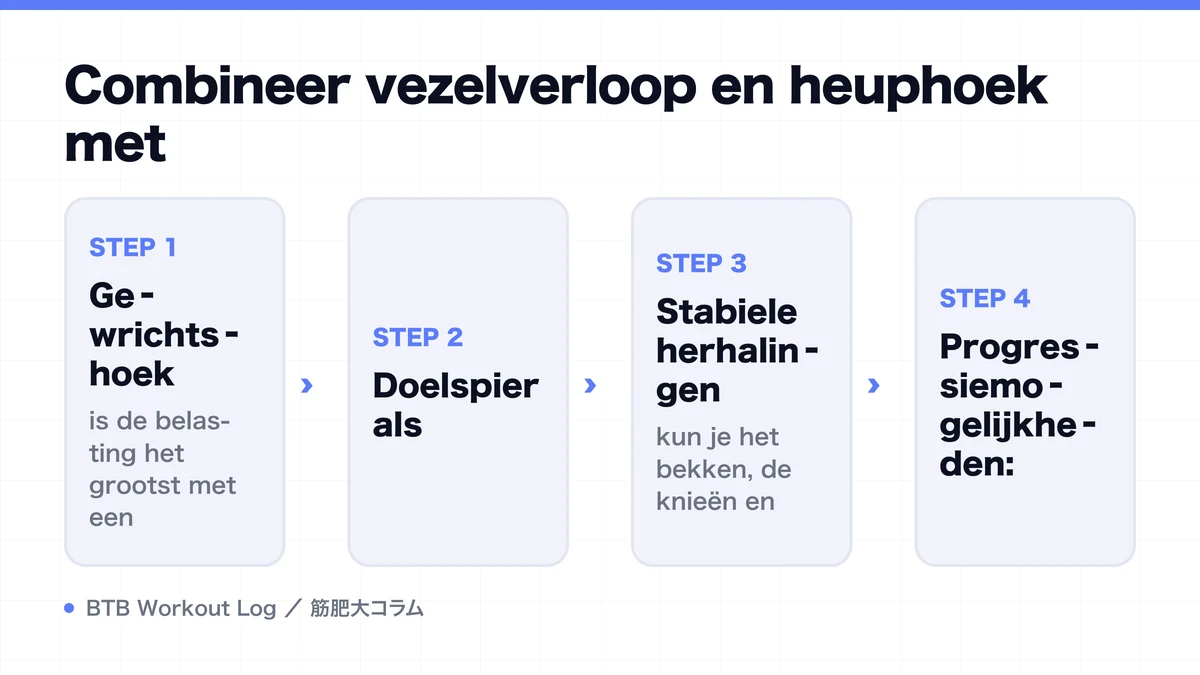 Diagram: Combineer vezelverloop en heuphoek met