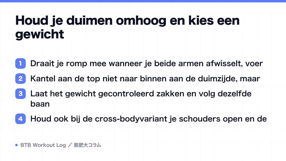 Diagram: Houd je duimen omhoog en kies een gewicht