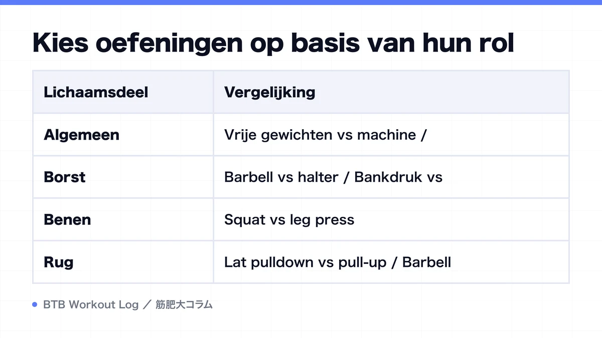 Diagram: Kies oefeningen op basis van hun rol