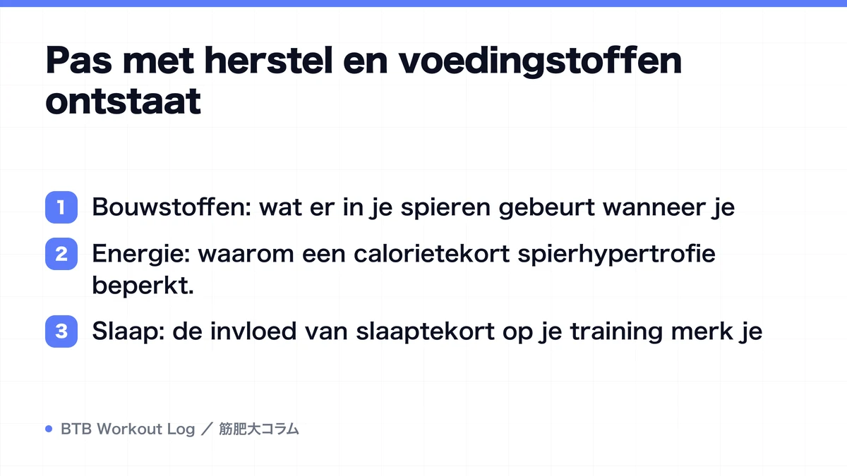 Diagram: Pas met herstel en voedingstoffen ontstaat