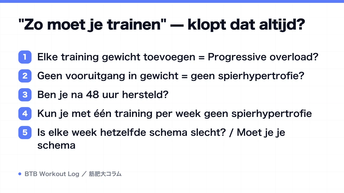 Diagram: "Zo moet je trainen" — klopt dat altijd?