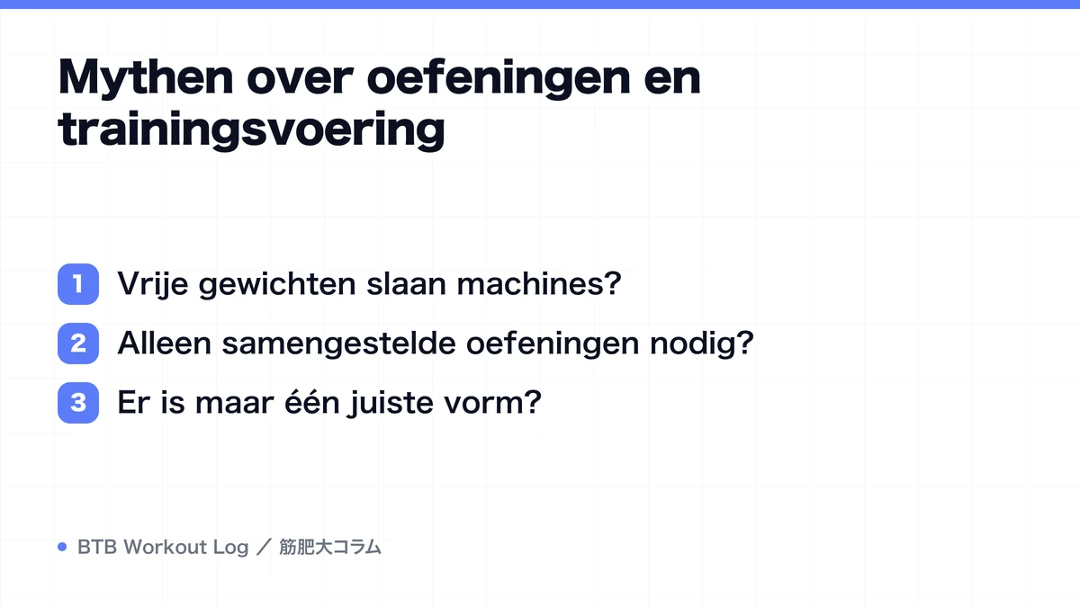 Diagram: Mythen over oefeningen en trainingsvoering