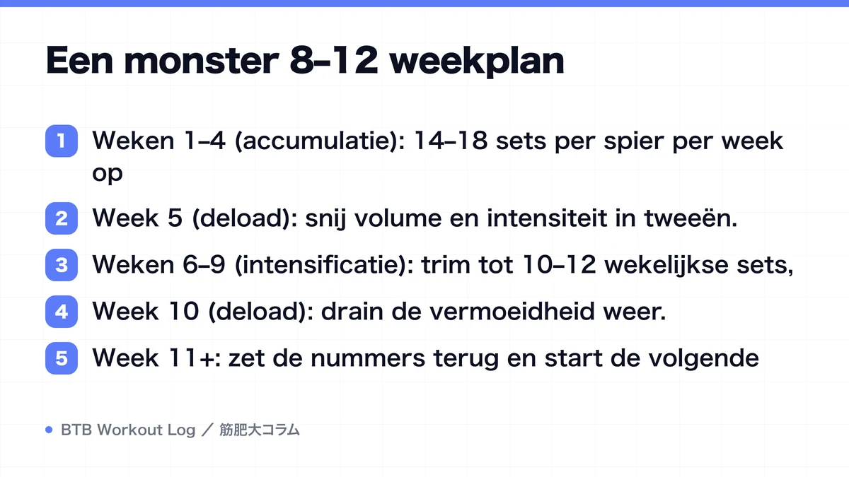 Diagram: Een monster 8–12 weekplan