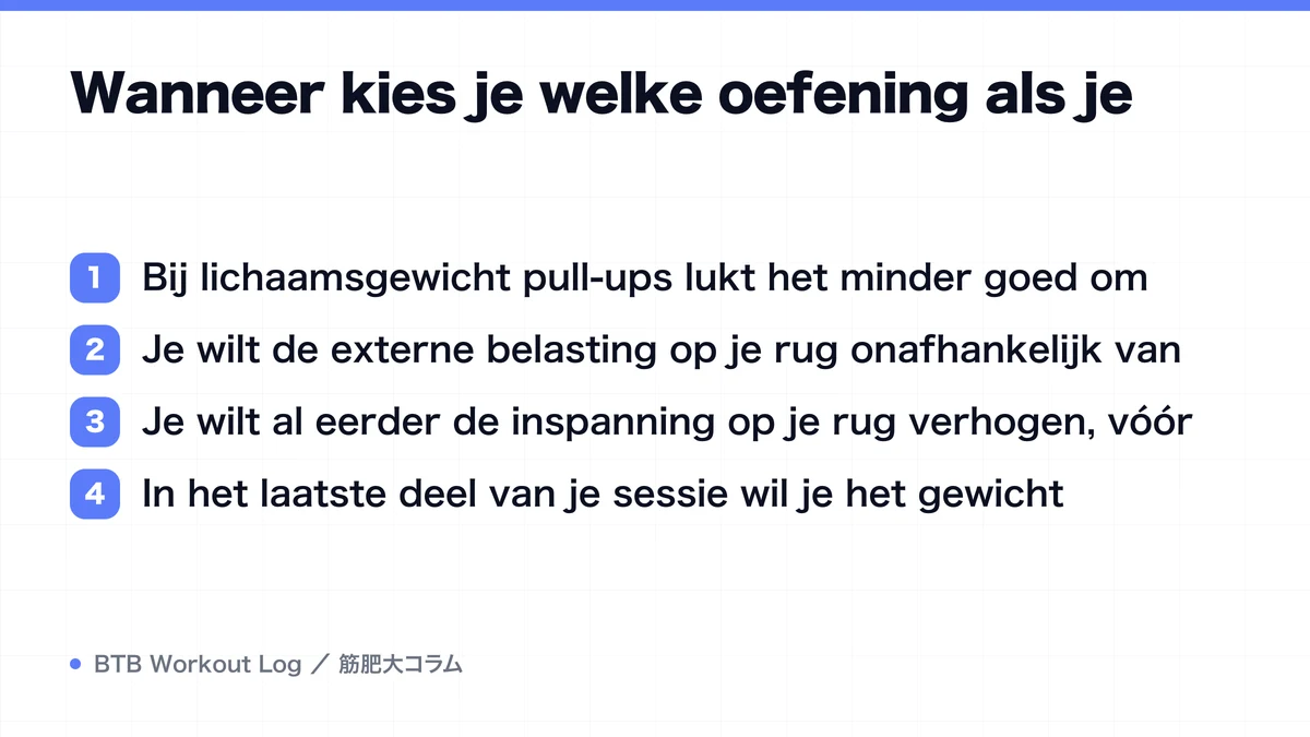 Diagram: Wanneer kies je welke oefening als je