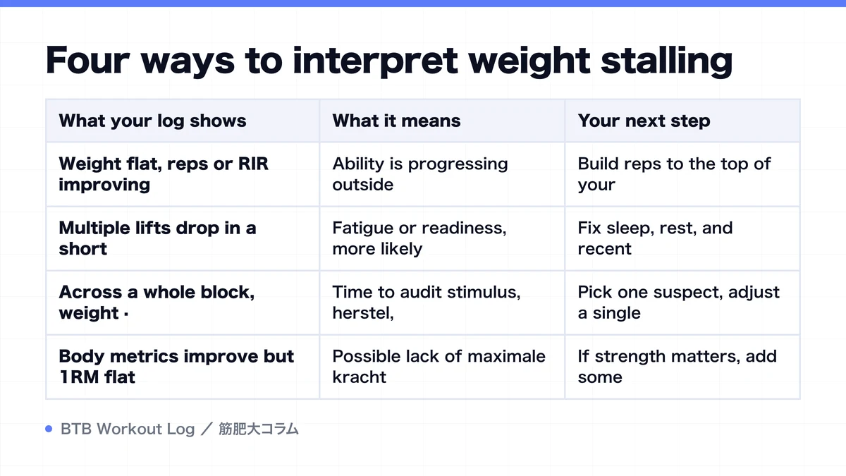 Diagram: Four ways to interpret weight stalling