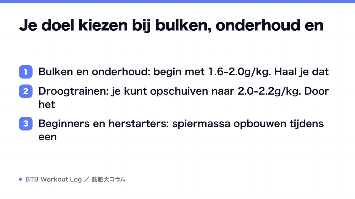 Diagram: Je doel kiezen bij bulken, onderhoud en