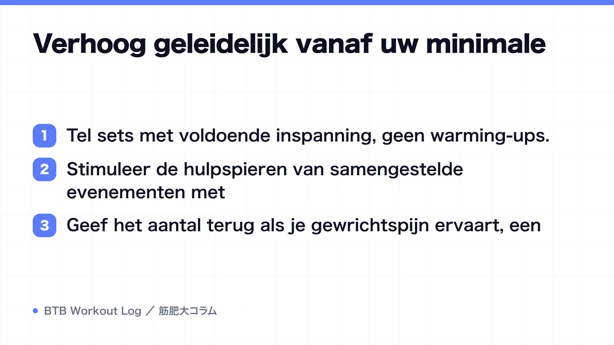 Diagram: Verhoog geleidelijk vanaf uw minimale