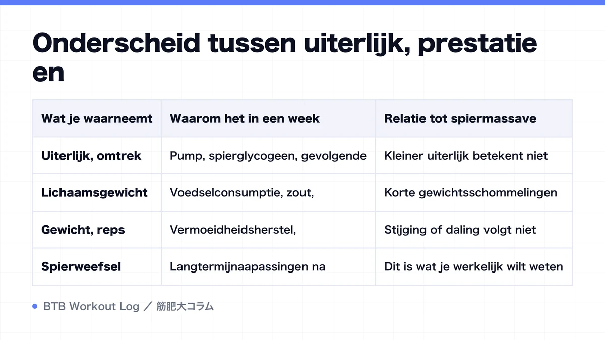 Diagram: Onderscheid tussen uiterlijk, prestatie en