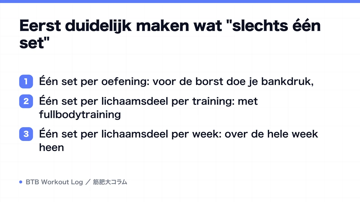 Diagram: Eerst duidelijk maken wat "slechts één set"