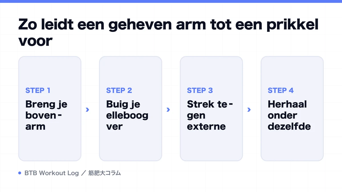 Diagram: Zo leidt een geheven arm tot een prikkel voor