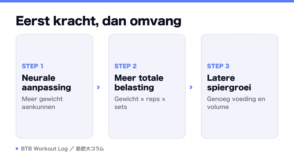 Diagram: Eerst kracht, dan omvang