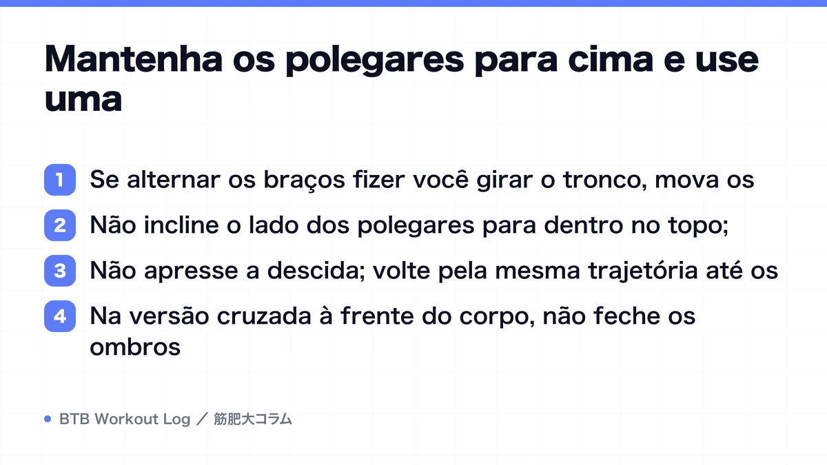 Diagram: Mantenha os polegares para cima e use uma