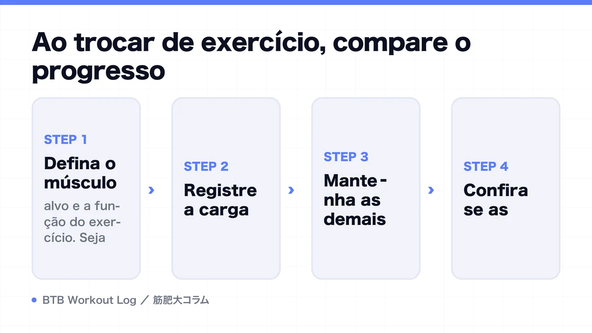 Diagram: Ao trocar de exercício, compare o progresso