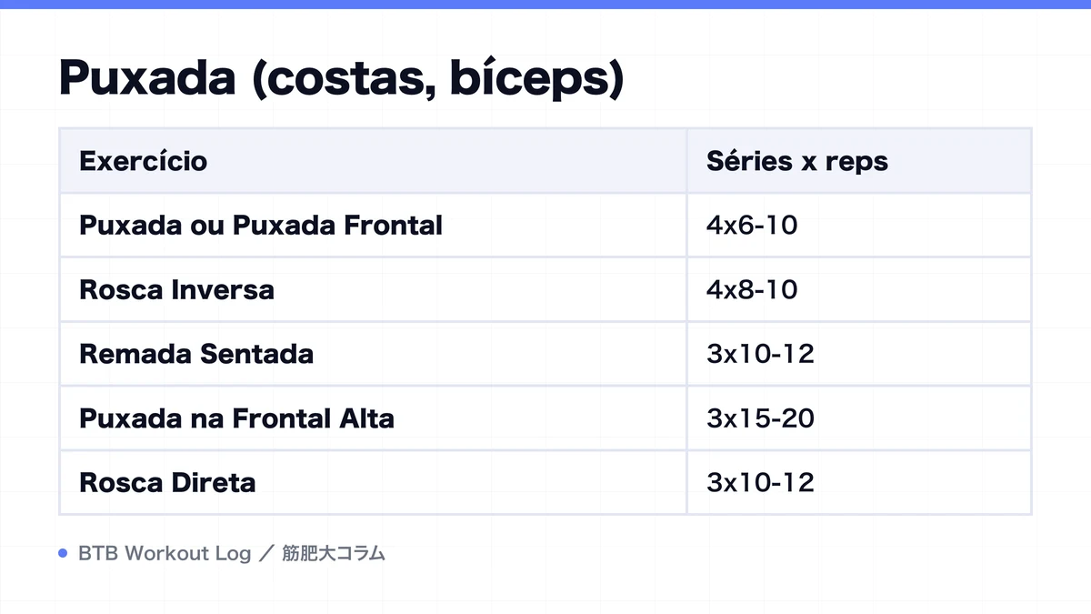 Diagram: Puxada (costas, bíceps)