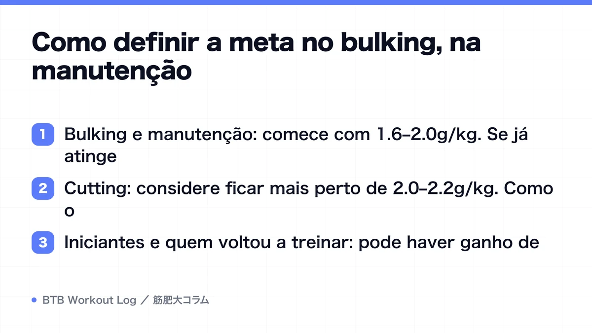 Diagram: Como definir a meta no bulking, na manutenção