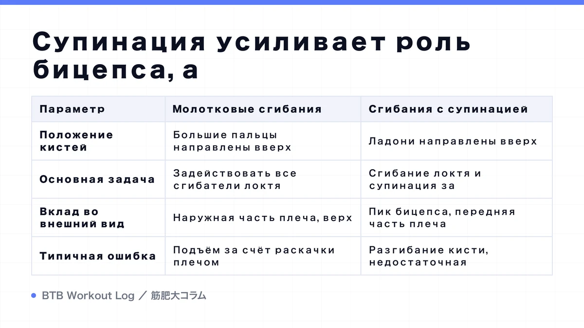 Diagram: Супинация усиливает роль бицепса, а