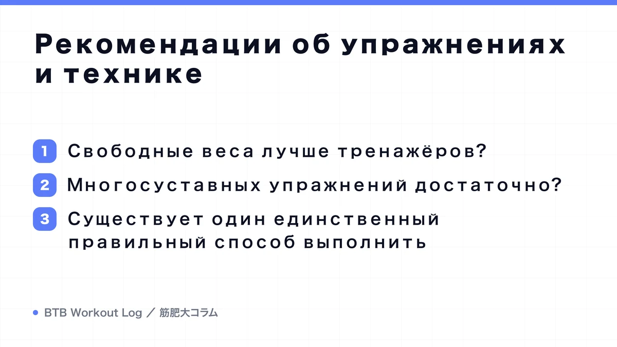 Diagram: Рекомендации об упражнениях и технике