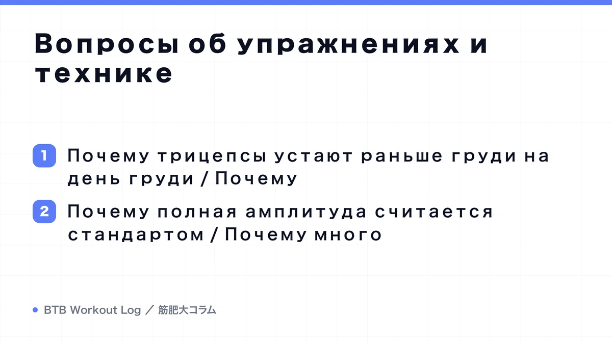 Diagram: Вопросы об упражнениях и технике
