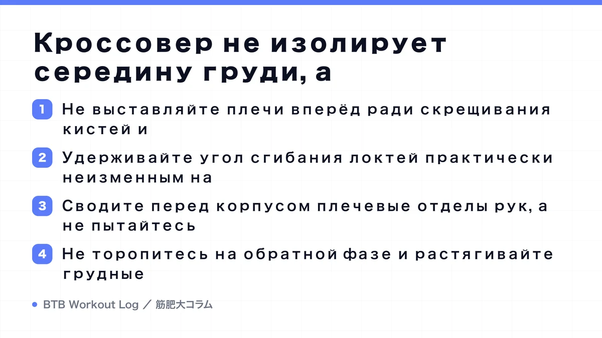 Diagram: Кроссовер не изолирует середину груди, а