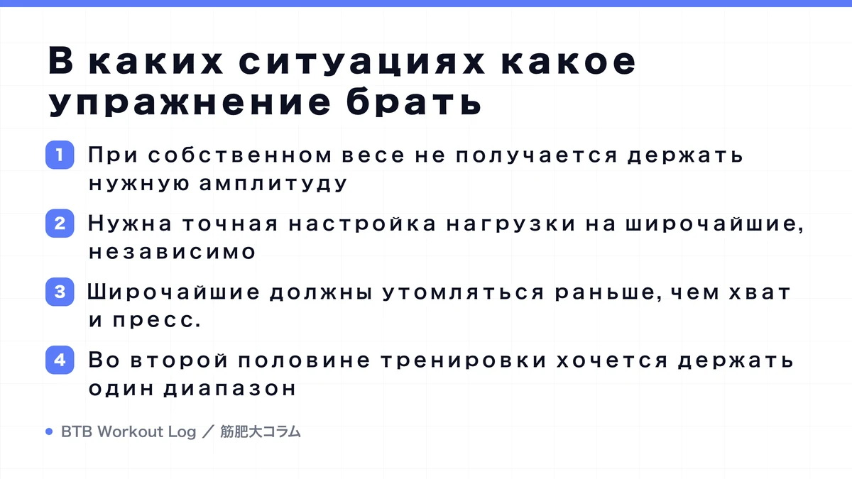 Diagram: В каких ситуациях какое упражнение брать