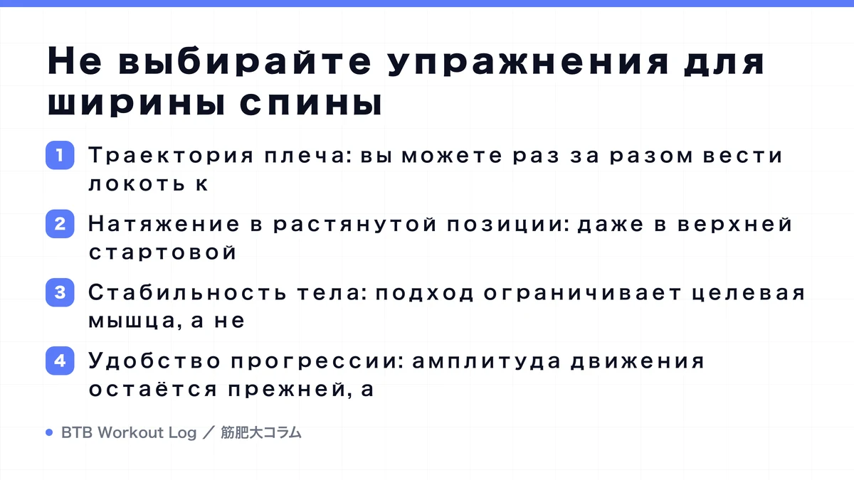 Diagram: Не выбирайте упражнения для ширины спины
