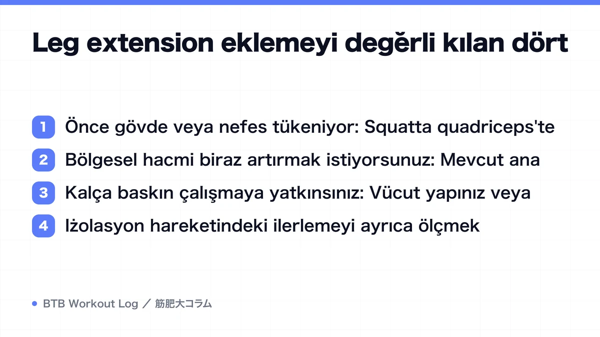 Diagram: Leg extension eklemeyi değerli kılan dört