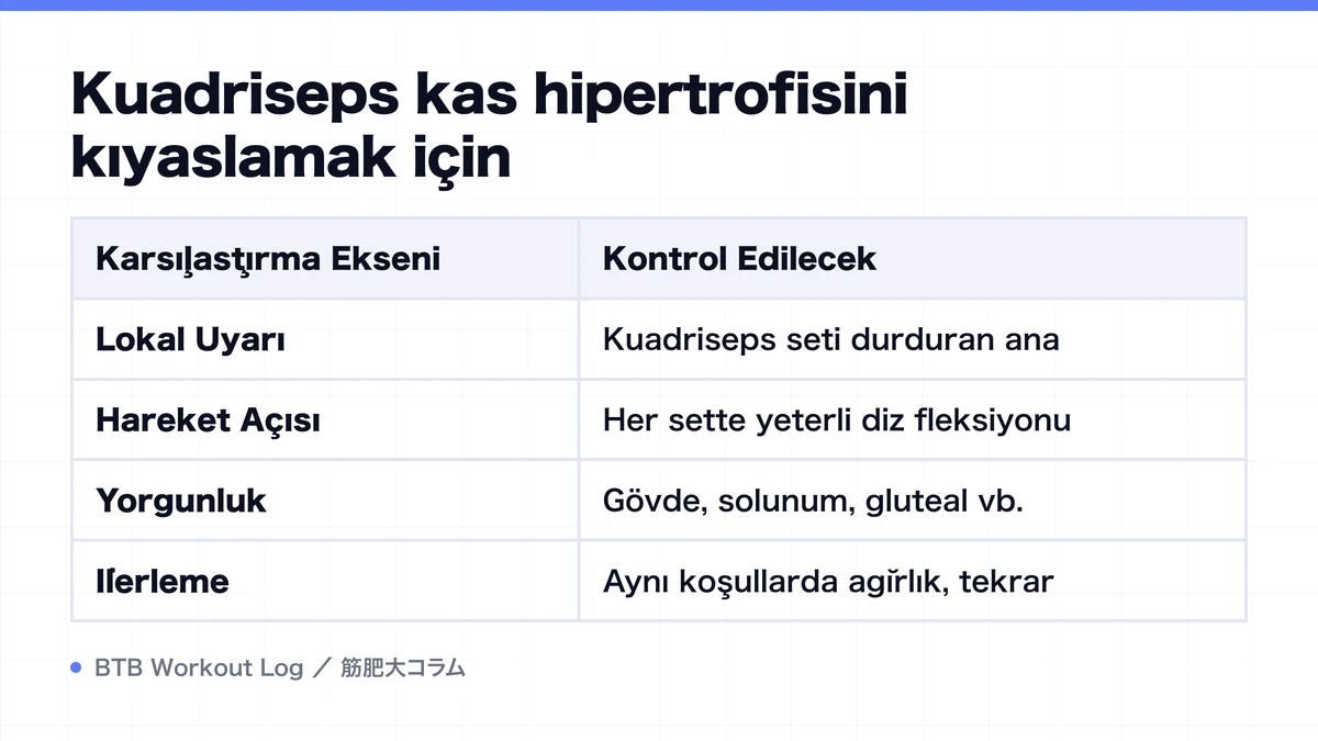 Diagram: Kuadriseps kas hipertrofisini kıyaslamak için