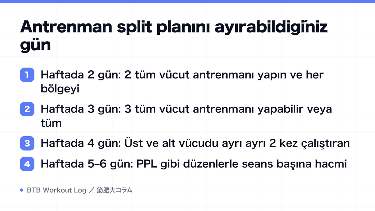 Diagram: Antrenman split planını ayırabildiğiniz gün