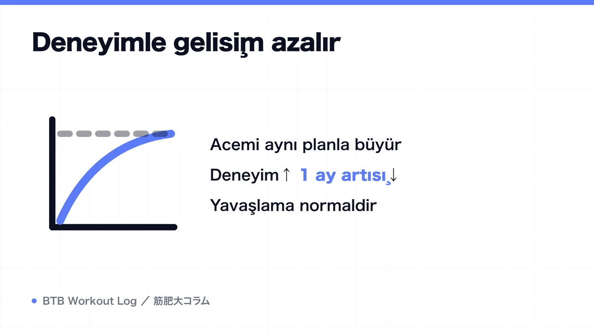 Diagram: Deneyimle gelişim azalır