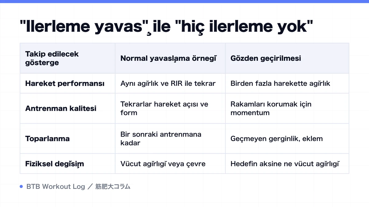 Diagram: "Ilerleme yavaş" ile "hiç ilerleme yok"