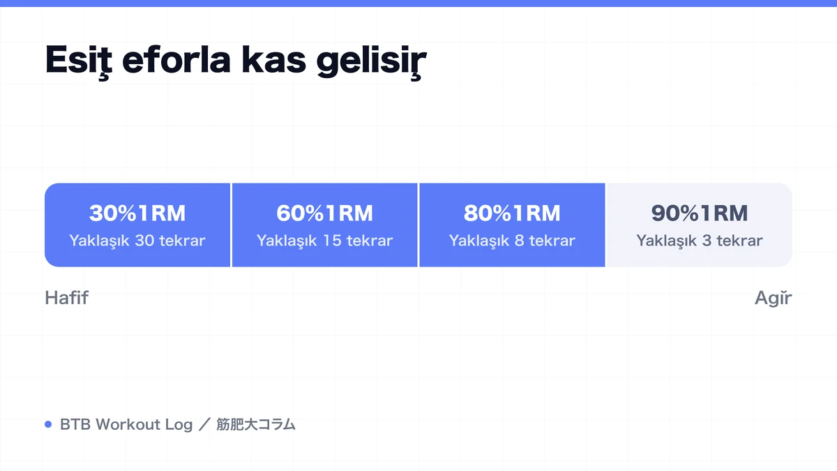 Diagram: Eşit eforla kas gelişir