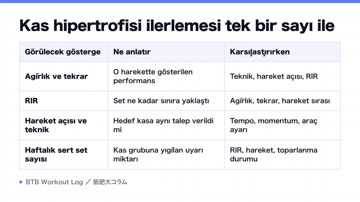 Diagram: Kas hipertrofisi ilerlemesi tek bir sayı ile