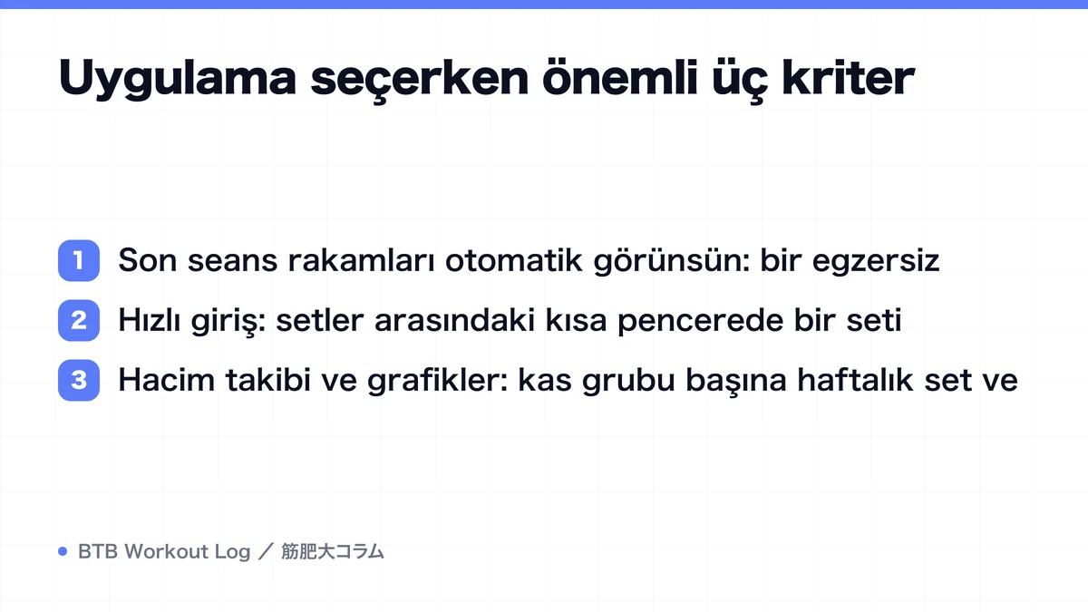 Diagram: Uygulama seçerken önemli üç kriter