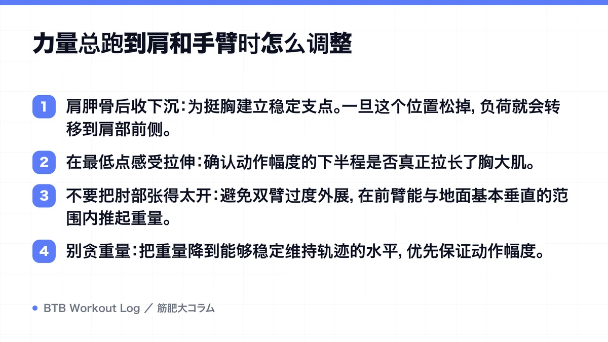 Diagram: 力量总跑到肩和手臂时怎么调整