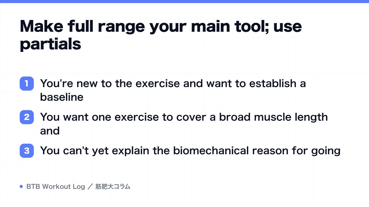 Diagram: Make full range your main tool; use partials