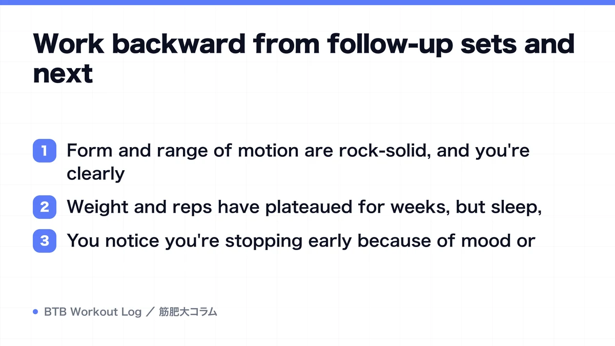 Diagram: Work backward from follow-up sets and next