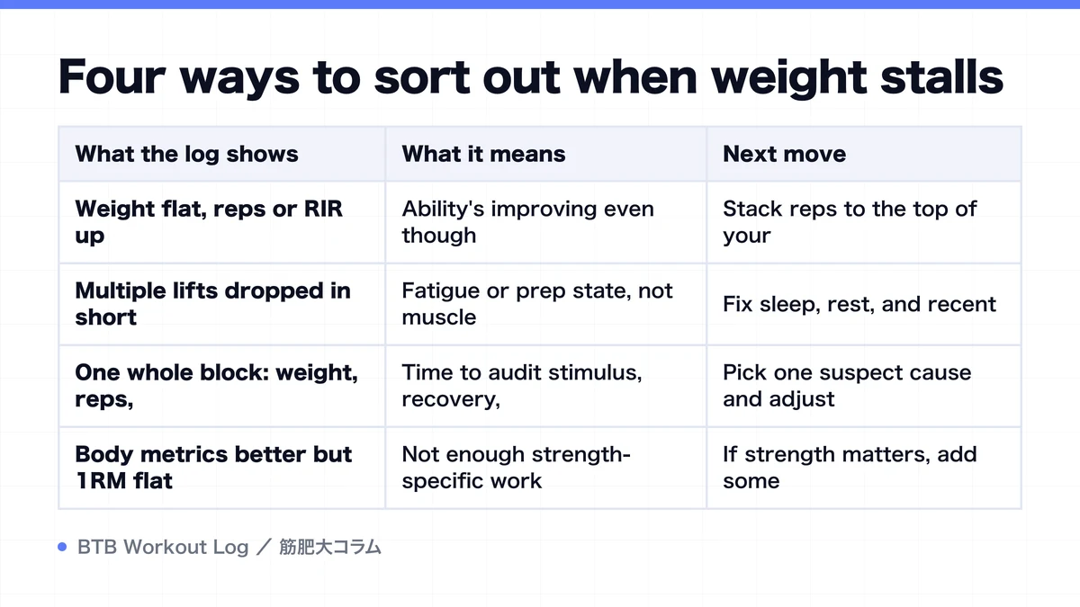 Diagram: Four ways to sort out when weight stalls
