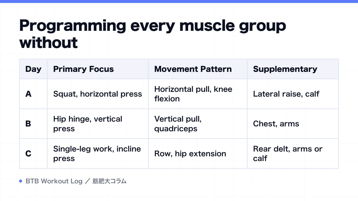 Diagram: Programming every muscle group without