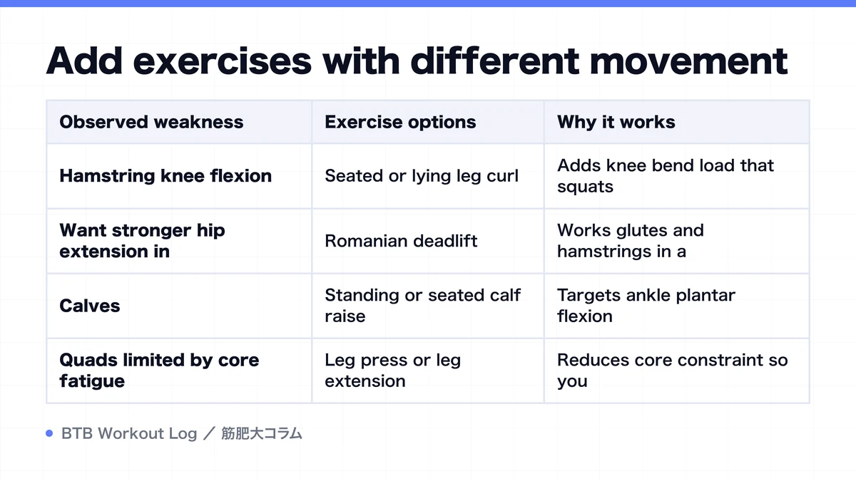 Diagram: Add exercises with different movement