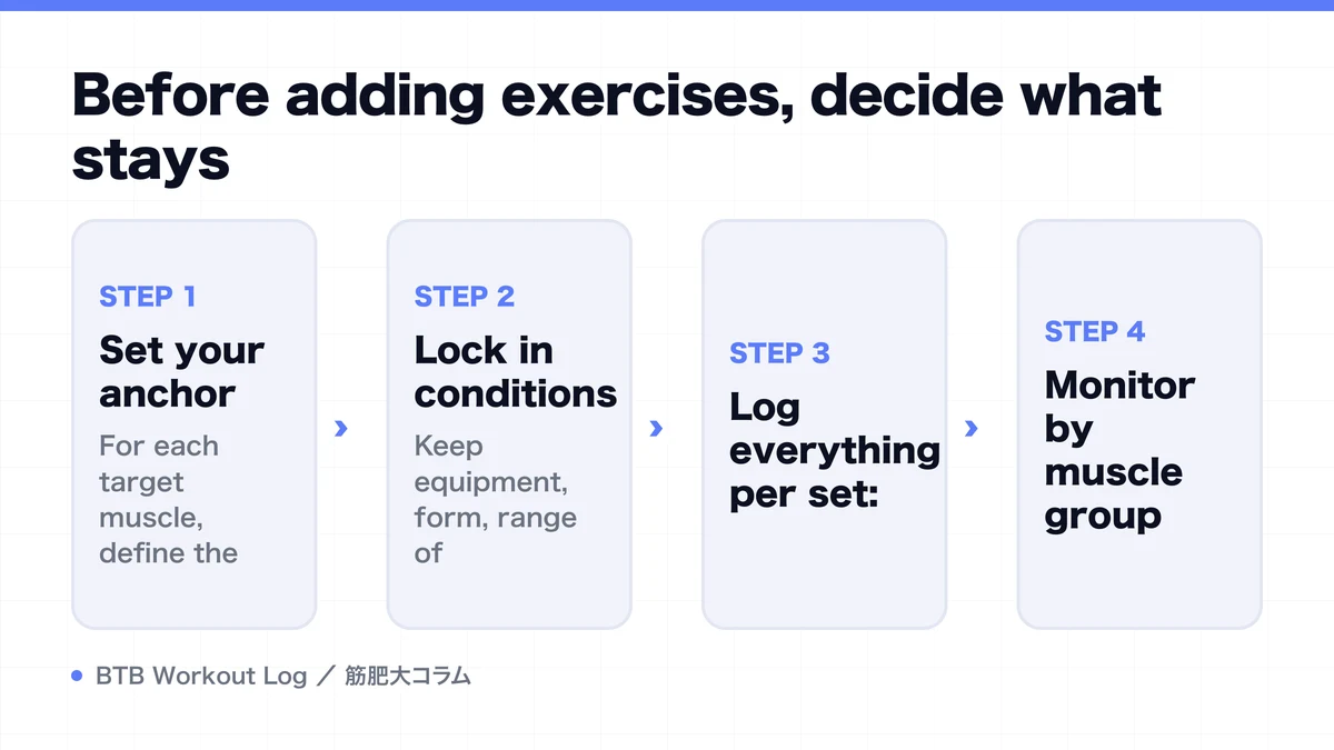Diagram: Before adding exercises, decide what stays